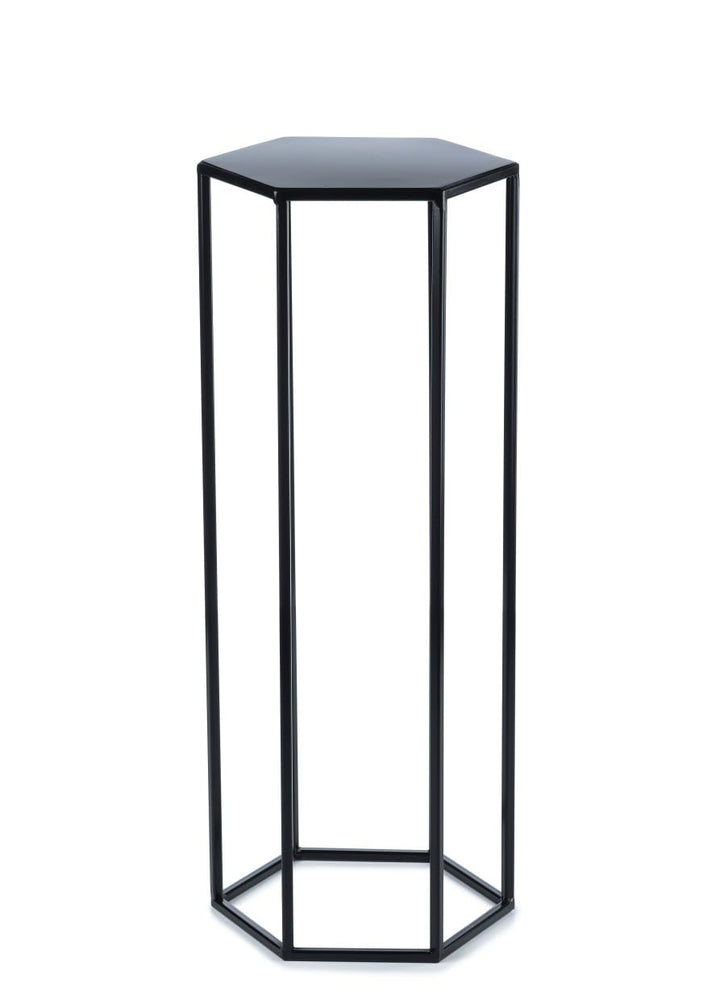 moderner Blumenhocker aus Metall 70 cm sechseckig schwarz Deko Plant Stand Schwarz 70 cm, Schwarz 70