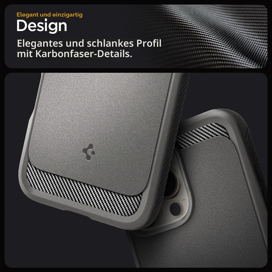 Spigen Rugged Armor MagFit Hülle für iPhone 16 Pro, Kompatibel mit MagSafe Zubehör -Grau