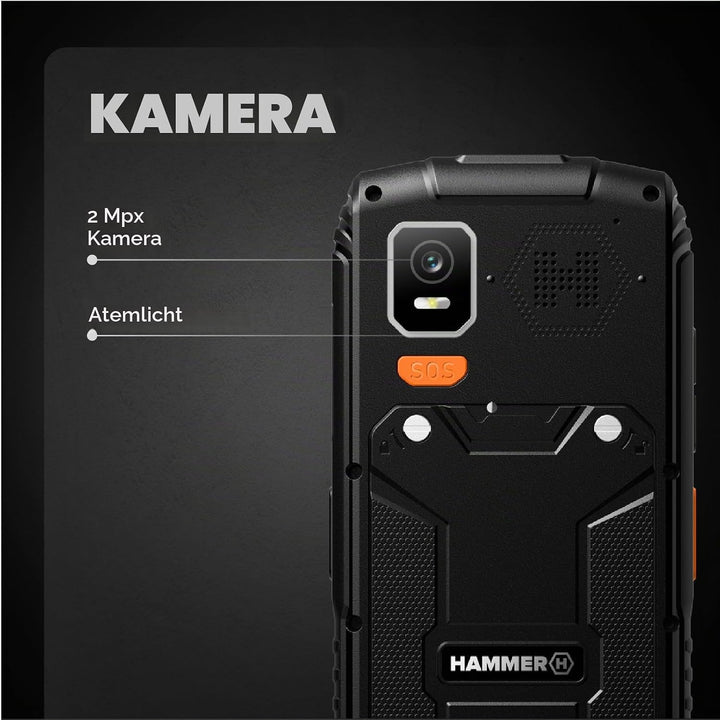 Hammer H Horizon LTE Outdoor Handy ohne Vertrag, 3000mAh Akku, 64 GB, 2,8" IPS Display, grosse Taste