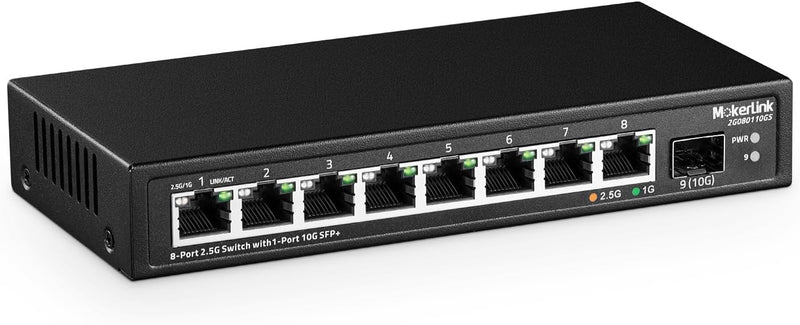 MokerLink 8 Port 2.5Gigabit Ethernet Switch mit 10G SFP Slot, 8 x 2.5G Base-T Ports kompatibel mit 1