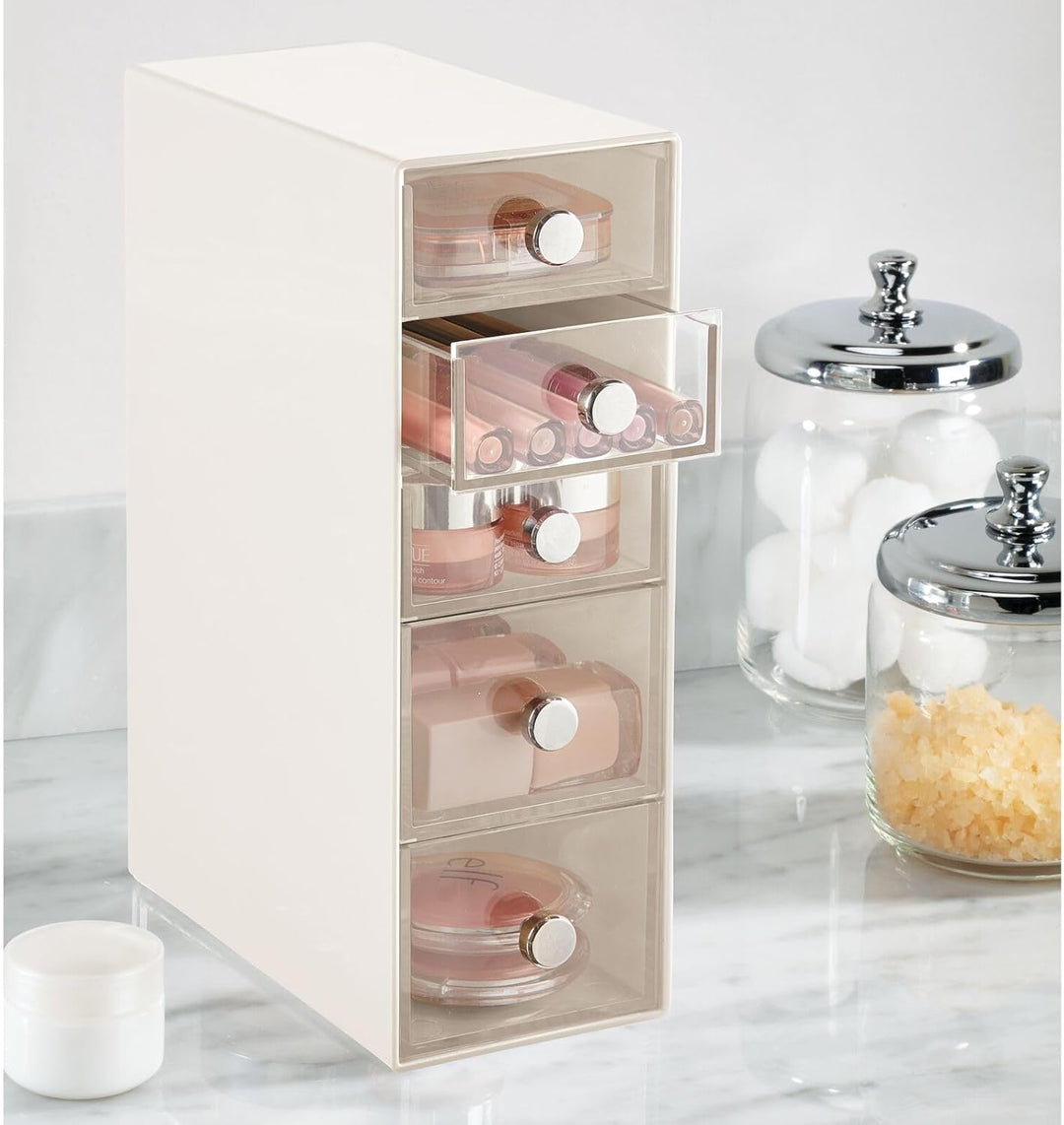 mDesign Make-up Organizer – Aufbewahrungsbox mit 5 Schubladen für Mascara, Puder, Nagellack und mehr