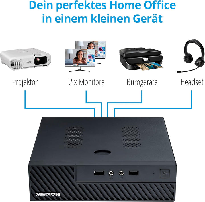 MEDION S23004 Mini PC (Intel Core i5-1035G1, 128GB SSD, 8GB DDR4 RAM, USB 3.2, VESA, WLAN, Windows 1