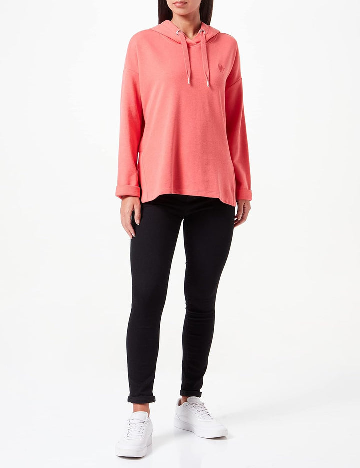 TOM TAILOR Damen Hoodie Sweatshirt mit Herz-Stickerei 38 12230 - Smooth Papaya Red, 38 12230 - Smoot