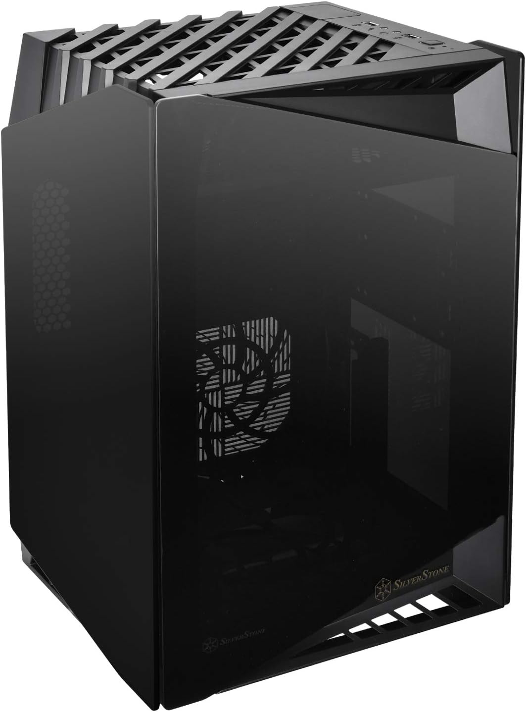 SilverStone SST-LD03B Lucid Mini Tower Mini-ITX Computer Gehäuse, geräuscharme Leistung bei hohem Lu