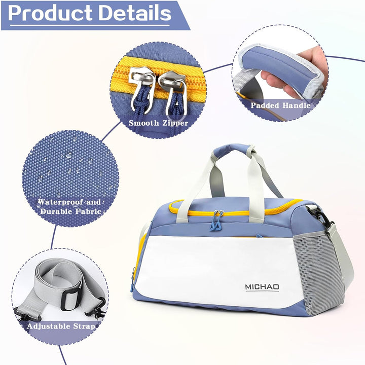 Reisetasche Gross Sporttasche Damen 48x23x27 mit Schuhfach und Nassfach Wasserfest Handtasche, Duffl