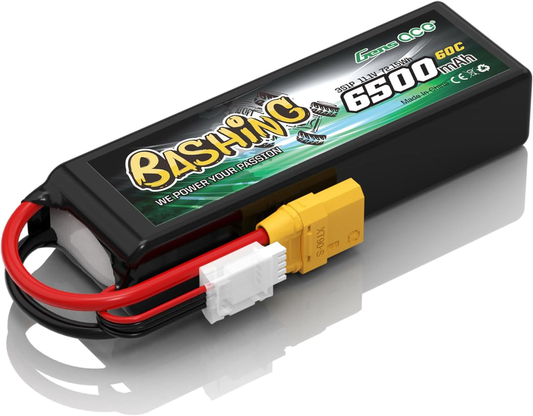Gens Ace 3S LiPo Akku 6500mAh 11.1V 3S1P 60C Lipo Akku mit XT90 Steck Bashing Batterie für RC Auto,
