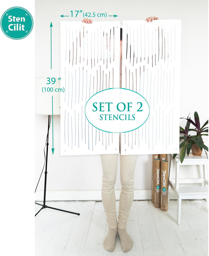 STENCILIT® Ink Lines Wandschablone – XL 61 x 100 cm | geometrische Wandschablonen zum Malen grosser