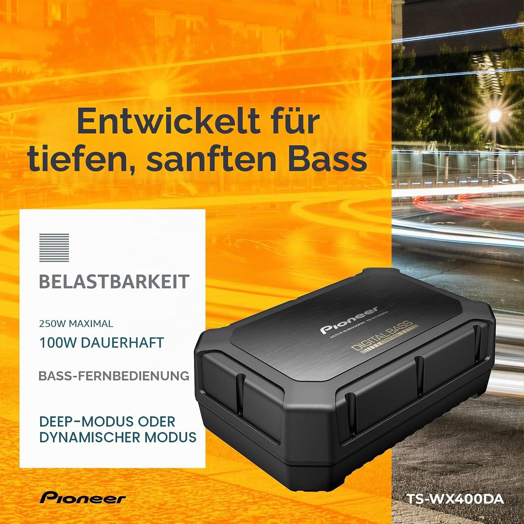 PIONEER TS-WX400DA Class-D Aktivsubwoofer mit digitaler Bassregelung für tiefedynamische Bässe (250