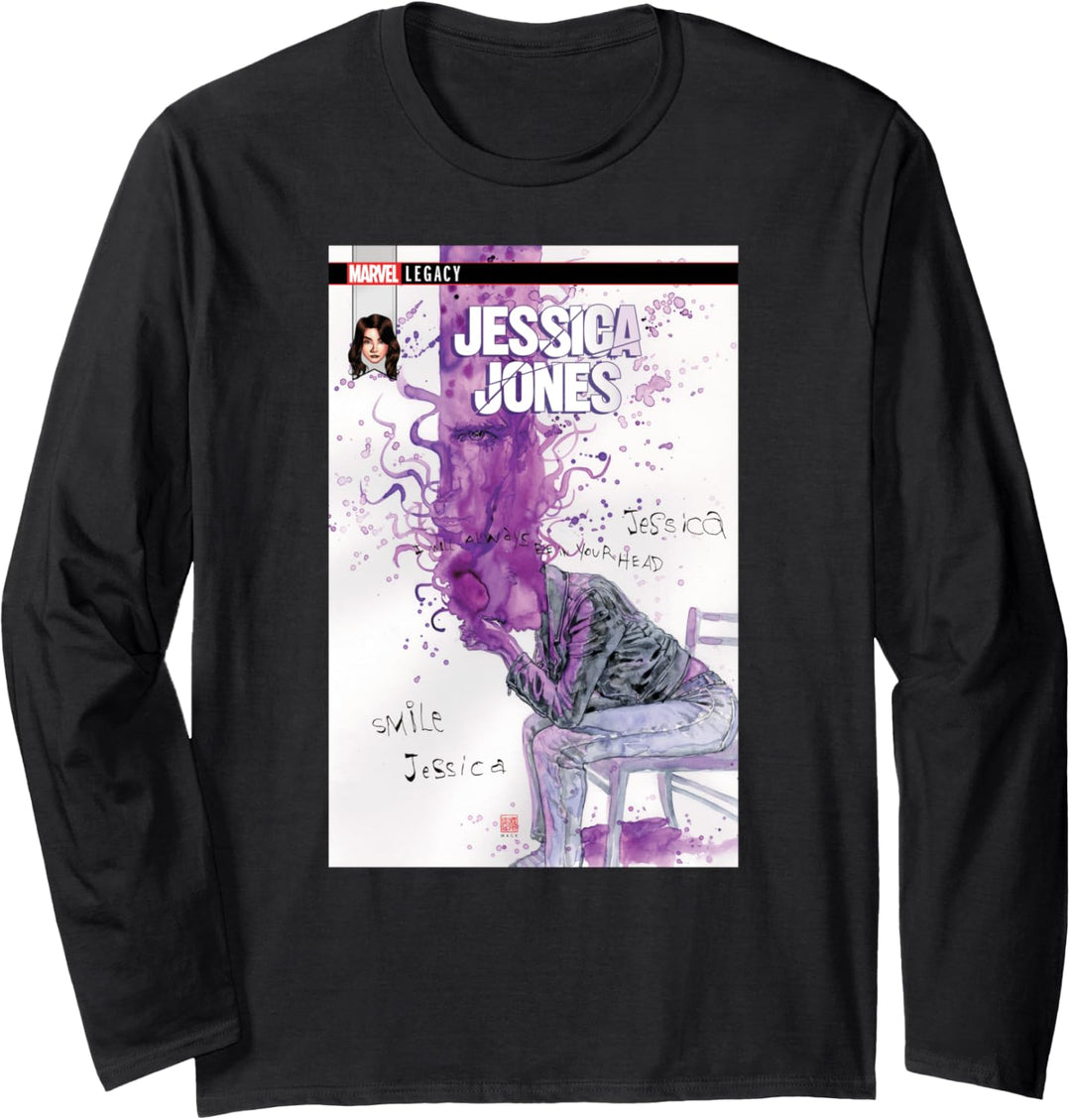 Marvel Jessica Jones Water Color Drips Comic Cover Langarmshirt
