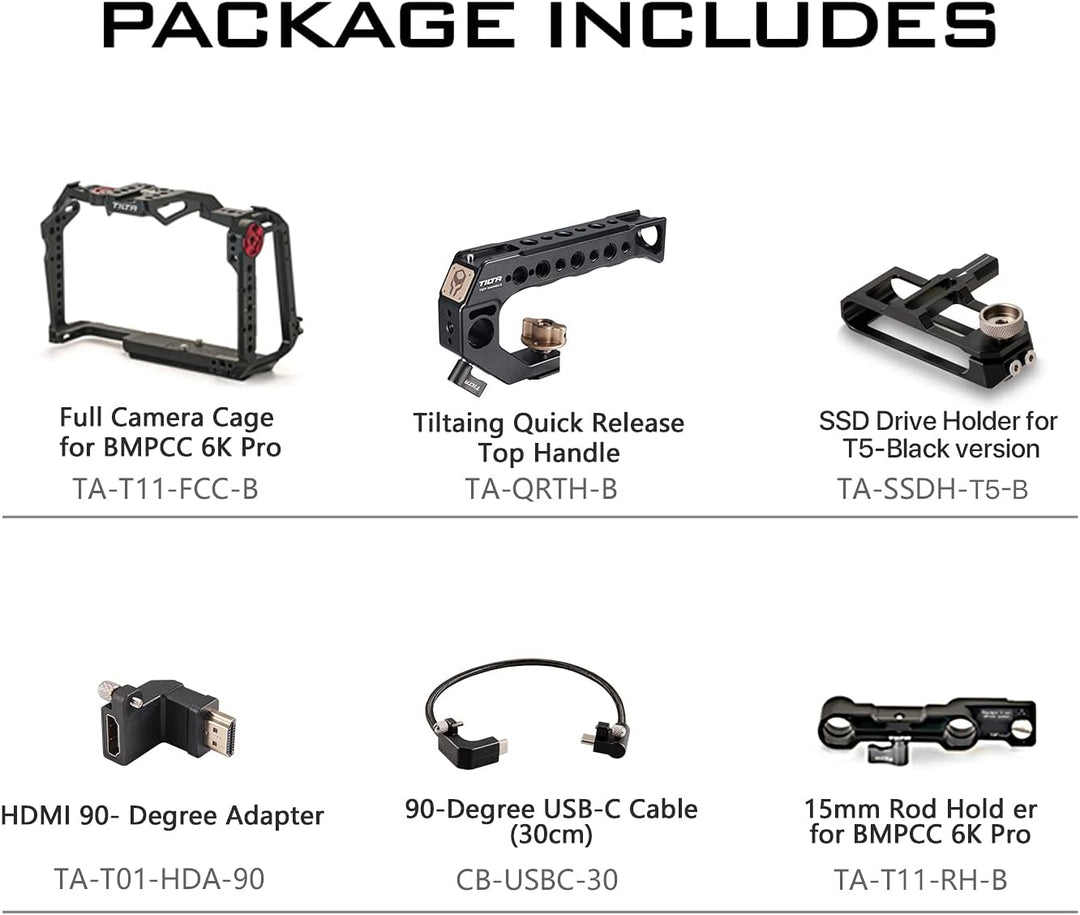 Tilta Basic Kit kompatibel mit BMPCC 6K Pro Full Camera Cage Abnehmbares Design Leicht Kompakt Langl