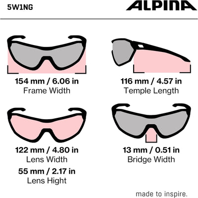 ALPINA 5W1NG - Verspiegelte und Bruchsichere Sport- & Fahrradbrille Mit 100% UV-Schutz Für Erwachsen