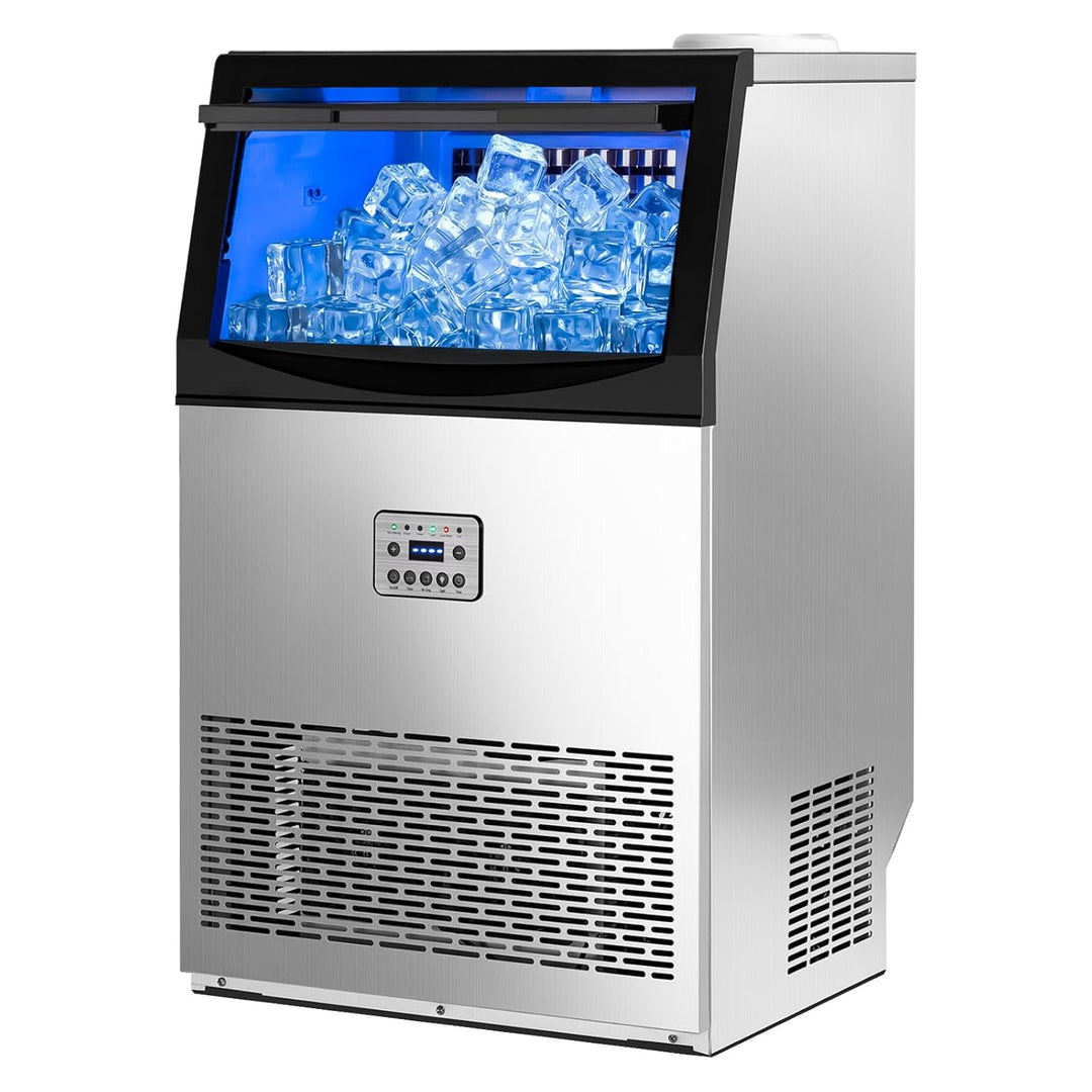 LEADZM Kommerzielle Eiswürfelmaschine Freistehender Eiswürfelbereiter Eismaschine mit Timer, ideal f