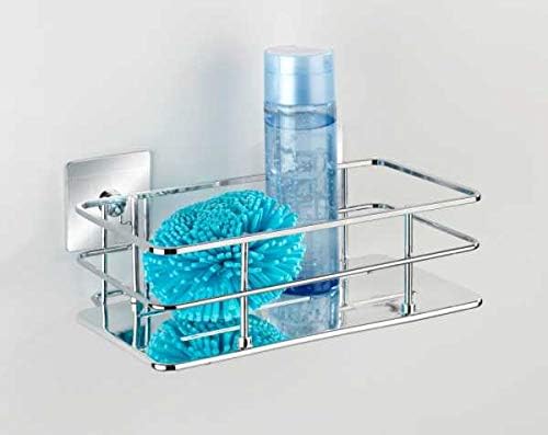 WENKO Turbo-Loc® Edelstahl Wandablage Quadro - Befestigen ohne Bohren, Edelstahl rostfrei, 24 x 10 x