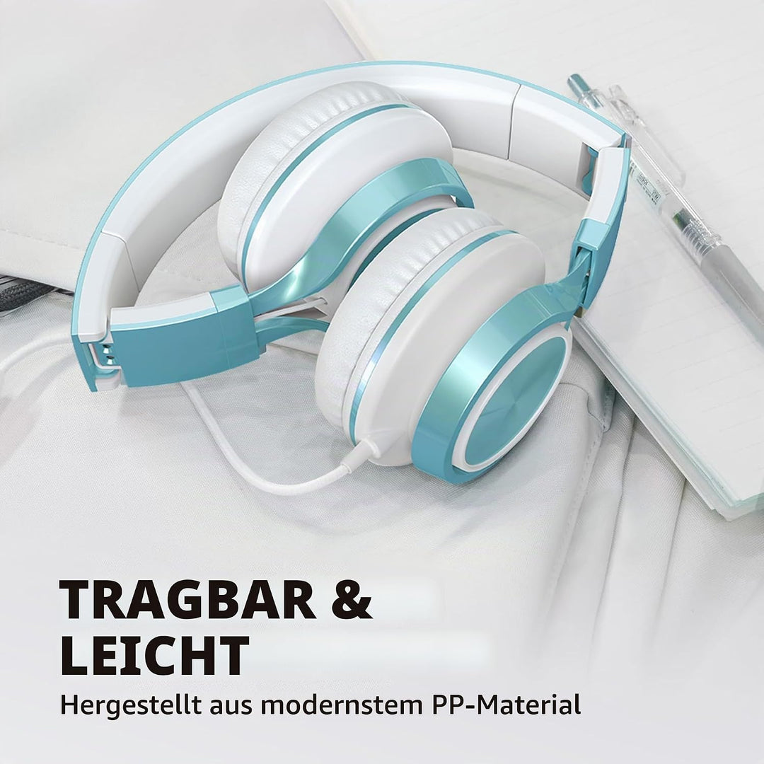 AILIHEN C8 Kopfhörer mit Kabel und Mikrofon, faltbar und verstellbar, On-Ear-Headsets, Lautstärkereg