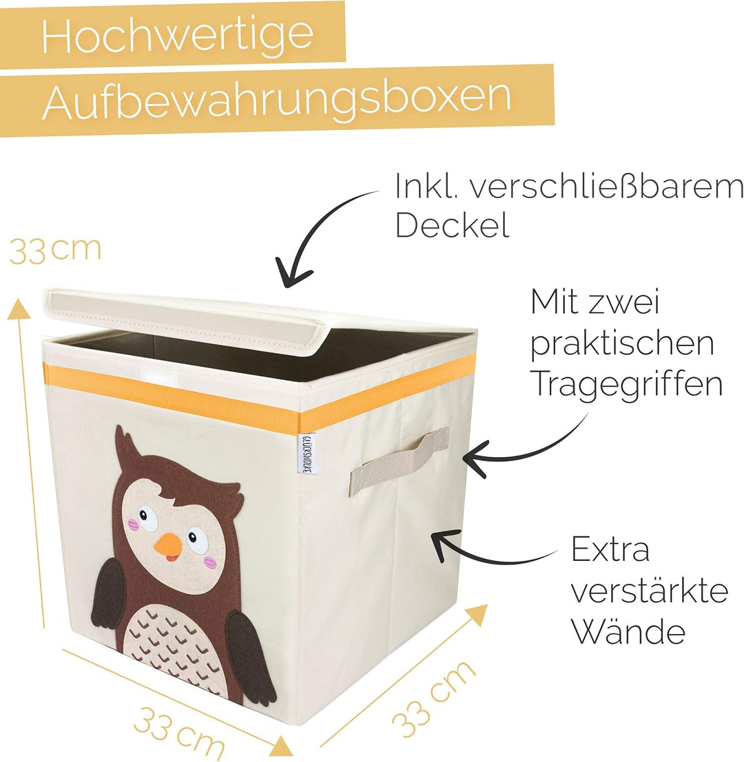 GLÜCKSWOLKE Kinder Aufbewahrungsbox - 15 Motive I Spielzeugkiste mit Deckel für Kinderzimmer I Spiel