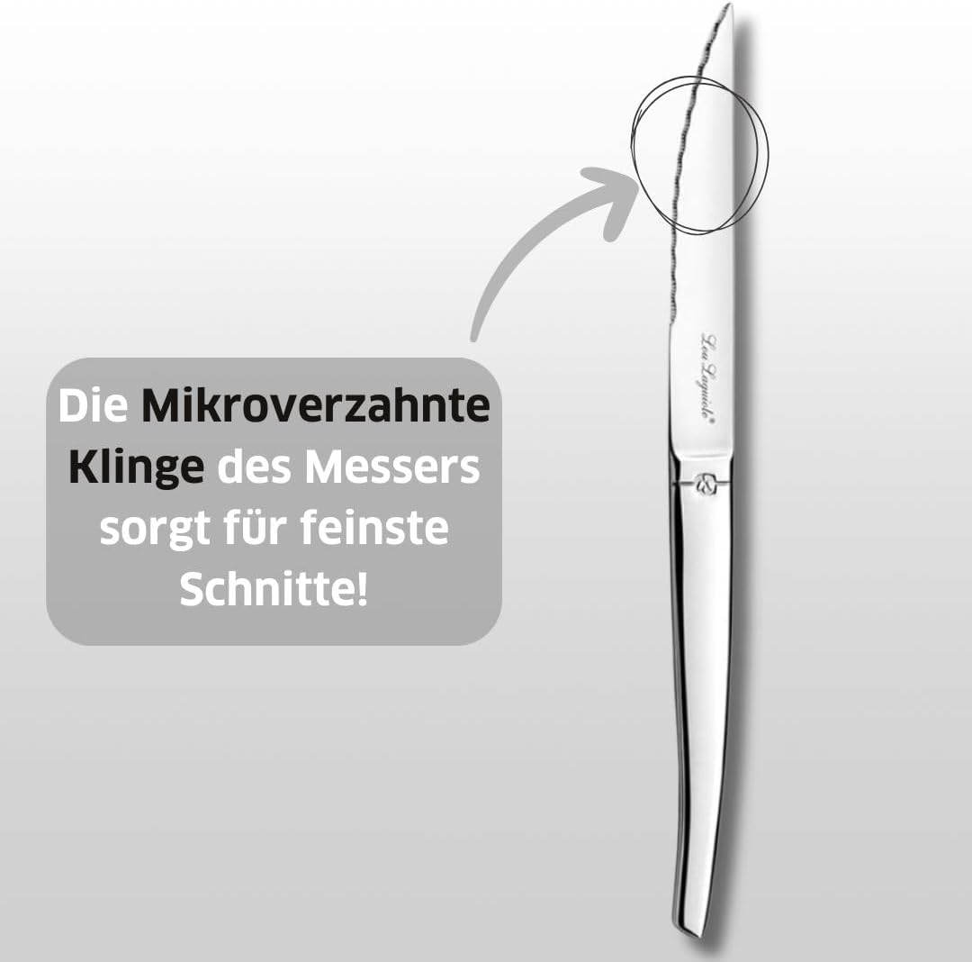 LOU LAGUIOLE - JET | Besteck Set 6 Personen | 24-teilig | Spülmaschinenfest | aussergewöhnlicher Cha