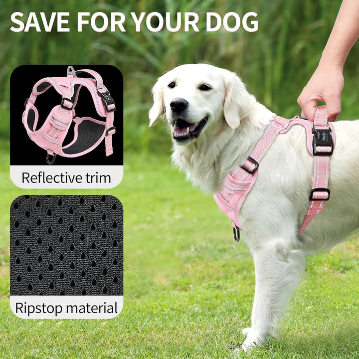 HEELE Hundegeschirr, Zugentlastung, reflektierend, mit gepolstertem Griff, Kontrolle, 2 Metallringe,