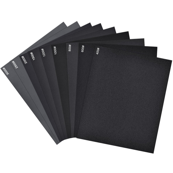 27 Stück Schleifpapier Nass und Trocken 400 600 800 1000 1200 1500 2000 2500 3000 Körnung Sandpapier