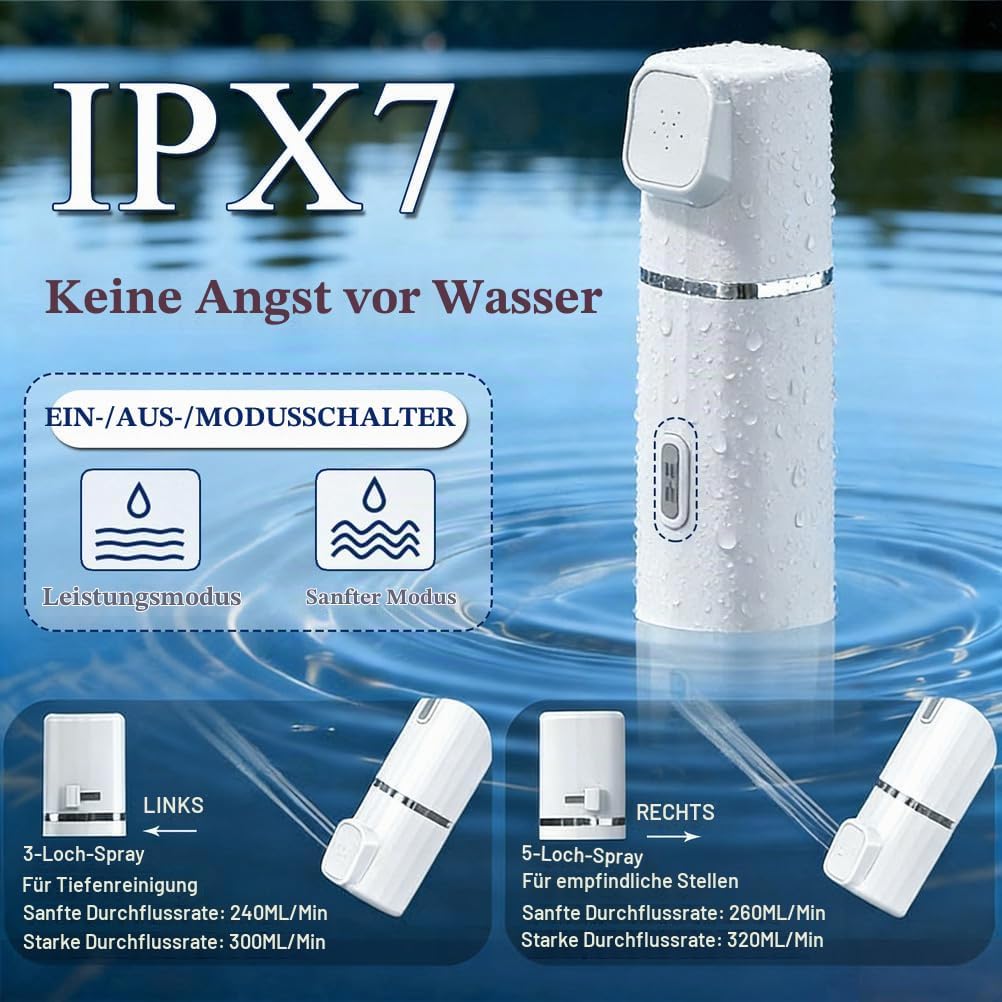 Elektrische Po Dusche,Portable Bidet Handbrause Mit 450Ml Peri Bottle,2 Druckmodi Tragbares Bidet Fü