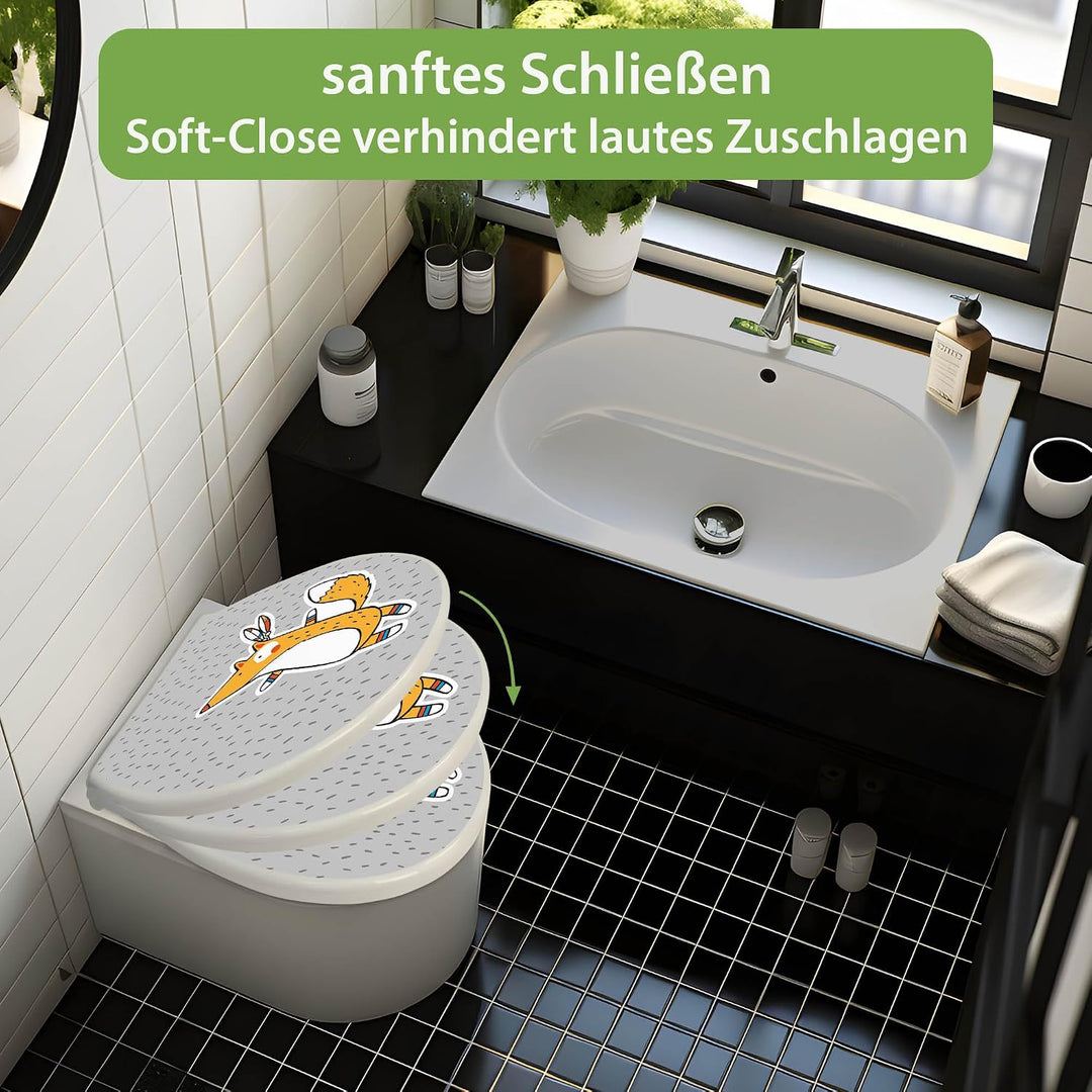 banjado Toilettendeckel mit Absenkautomatik 44,5x37cm - Soft Close Toilettensitz - WC Sitz mit Absen
