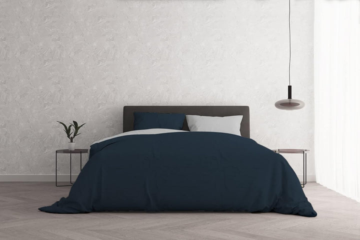Italian Bed Linen Bettwäscheset für Doppelbetten, 250 x 200 cm 250 x 200 cm Blau/Grau, Blau/Grau
