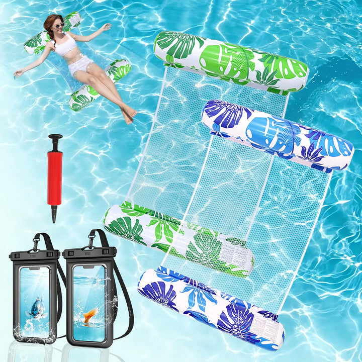 Luftmatratze Pool Erwachsene, 2 Wasserhängematte mit Netz, 4 In 1 Luftmatratze Wasser Hängematte mit