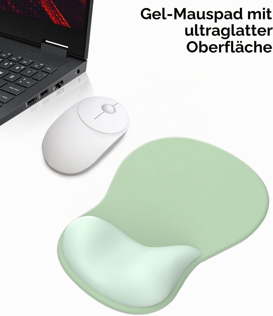 Mauspad mit Gelkissen,Ergonomisches Mousepad mit handauflage mit weichem Gelpolster,Rutschfester Bas