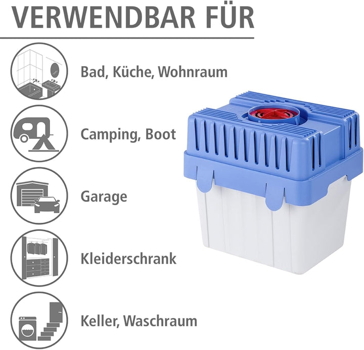 WENKO Feuchtigkeitskiller mit 5 kg Granulatblock, Raumentfeuchter, fasst bis zu 8 l Feuchtigkeit, la