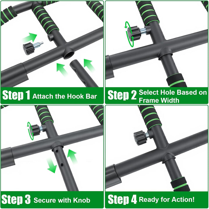 Klimmzugstange Türrahmen Ohne Schrauben, Pull Up Bar Door Frame mit 10 Griffpositionen für Vielseiti