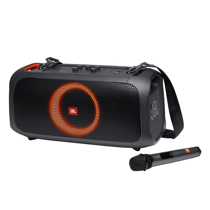 BL PartyBox On-The-Go Tragbarer Karaoke-Party-Lautsprecher mit kabellosem Mikrofon, 100 W Ausgangsle