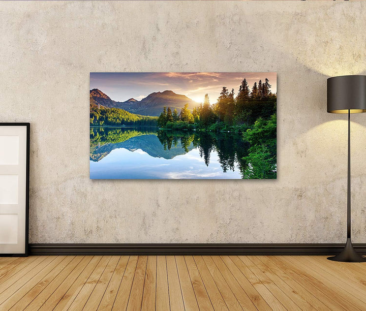 islandburner Bild auf Leinwand Bergsee Im Nationalpark Hohe Tatra Strbske Pleso Slowakei Europa Schö
