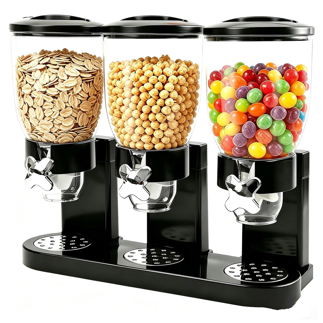 Cereal Dispenser 2L, Dreifacher Müsli Verteiler für die Arbeitsplatte, Müslispender 3er Set Luftdich