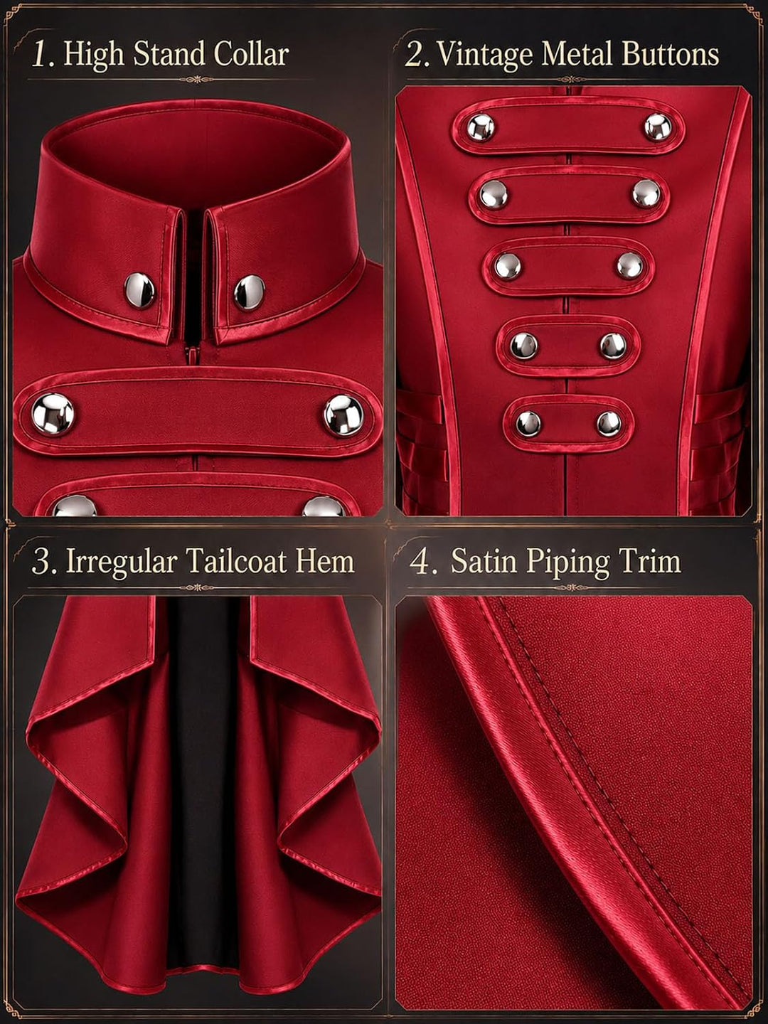 Damen Steampunk Vintage Frack Jacke Unregelmässiger Saum Gothic Kleidung Viktorianischer Gehrock Lan