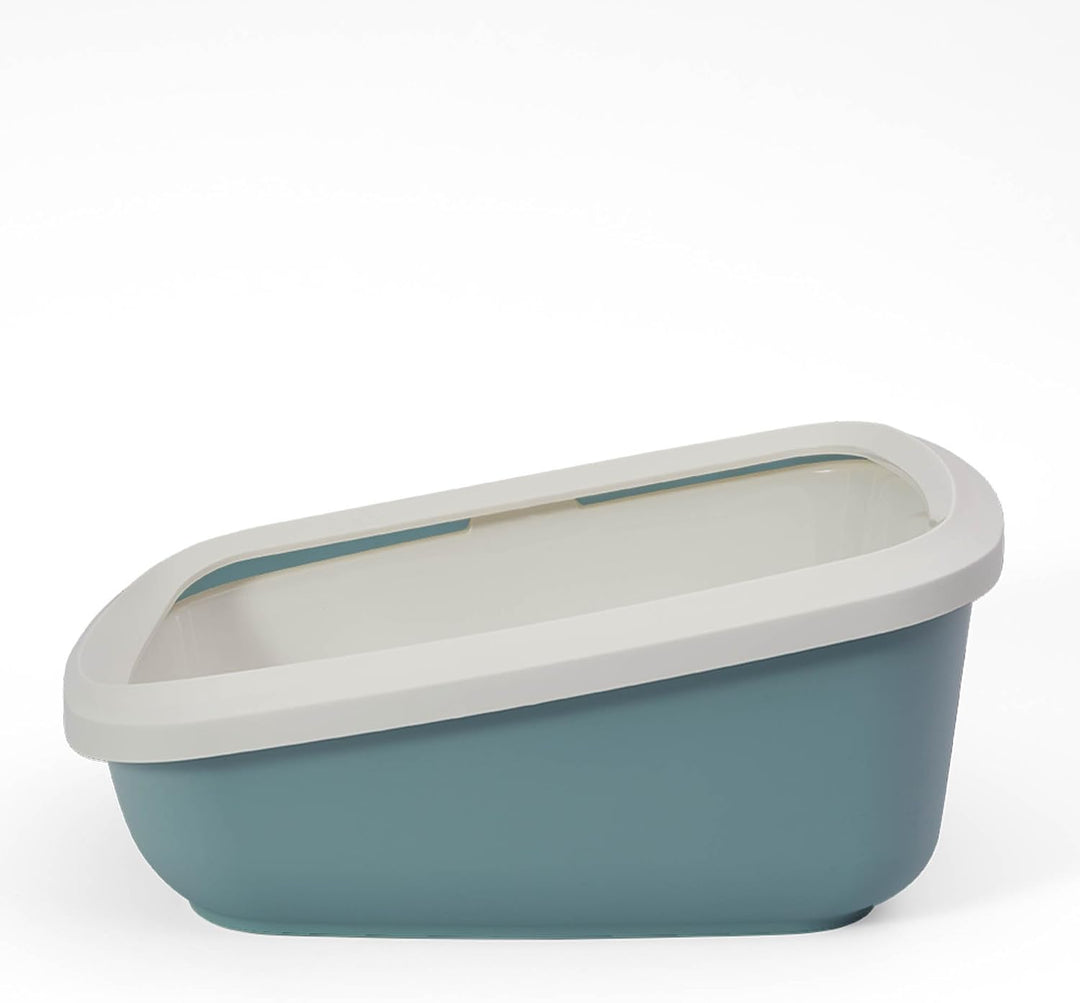 Katzentoilette PeeWee EcoGranda Katzenklo Schale offen Katzen WC inkl. 3kg Streu, Farbe: Taubenblau-