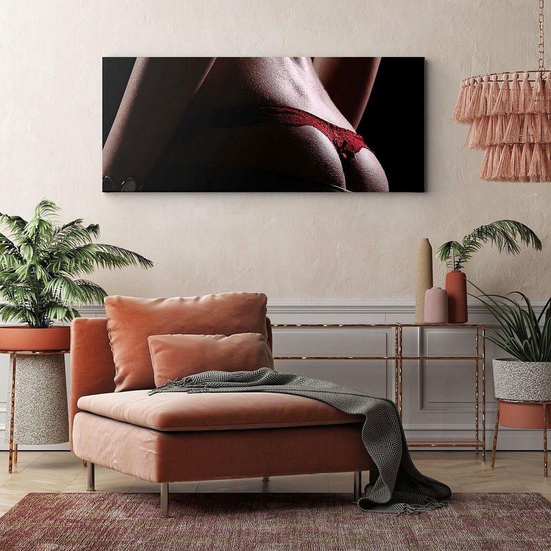 Panorama Bilder auf Leinwand 100x40cm Leinwandbild Frau Körper String Gross Wanddeko Bild Schlafzimm
