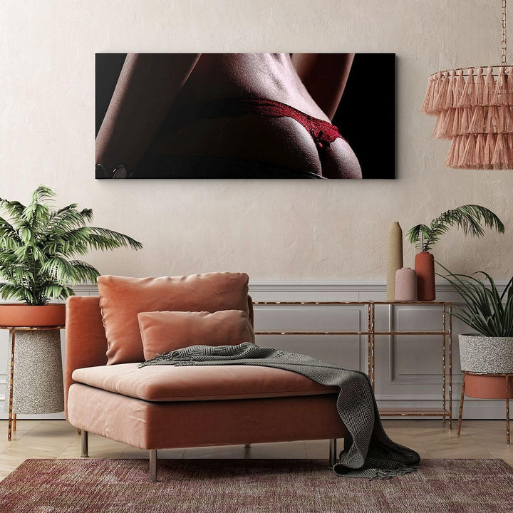 Panorama Bilder auf Leinwand 100x40cm Leinwandbild Frau Körper String Gross Wanddeko Bild Schlafzimm