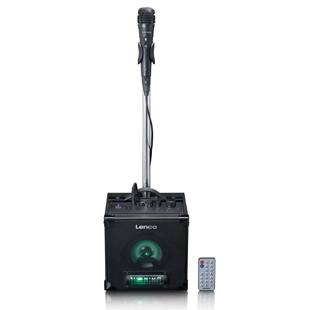 Lenco BTC-070 Karaoke Anlage - Bluetooth Lautsprecher mit Mikrofon - Musikbox - Lichteffekte - 10 St