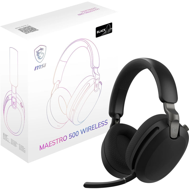 MSI Maestro 500 Wireless Black Headset, aktive Geräuschunterdrückung, Transparenzmodus, 2,4 GHz, Blu