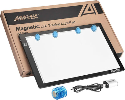 IMAGE Leuchttisch A4 Led Pad magnetisches Zeichenbrett dimmbarer Leuchtkasten Copy Board zum Zeichne