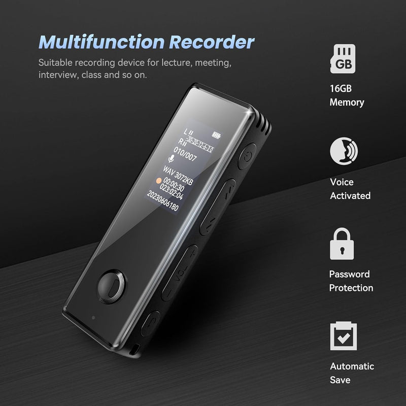 Digitale Diktiergeräte, KINPEE 16GB Mini Audio Aufnahmegerät Diktiergerät Klein MP3 Ton Aufnahmegerä