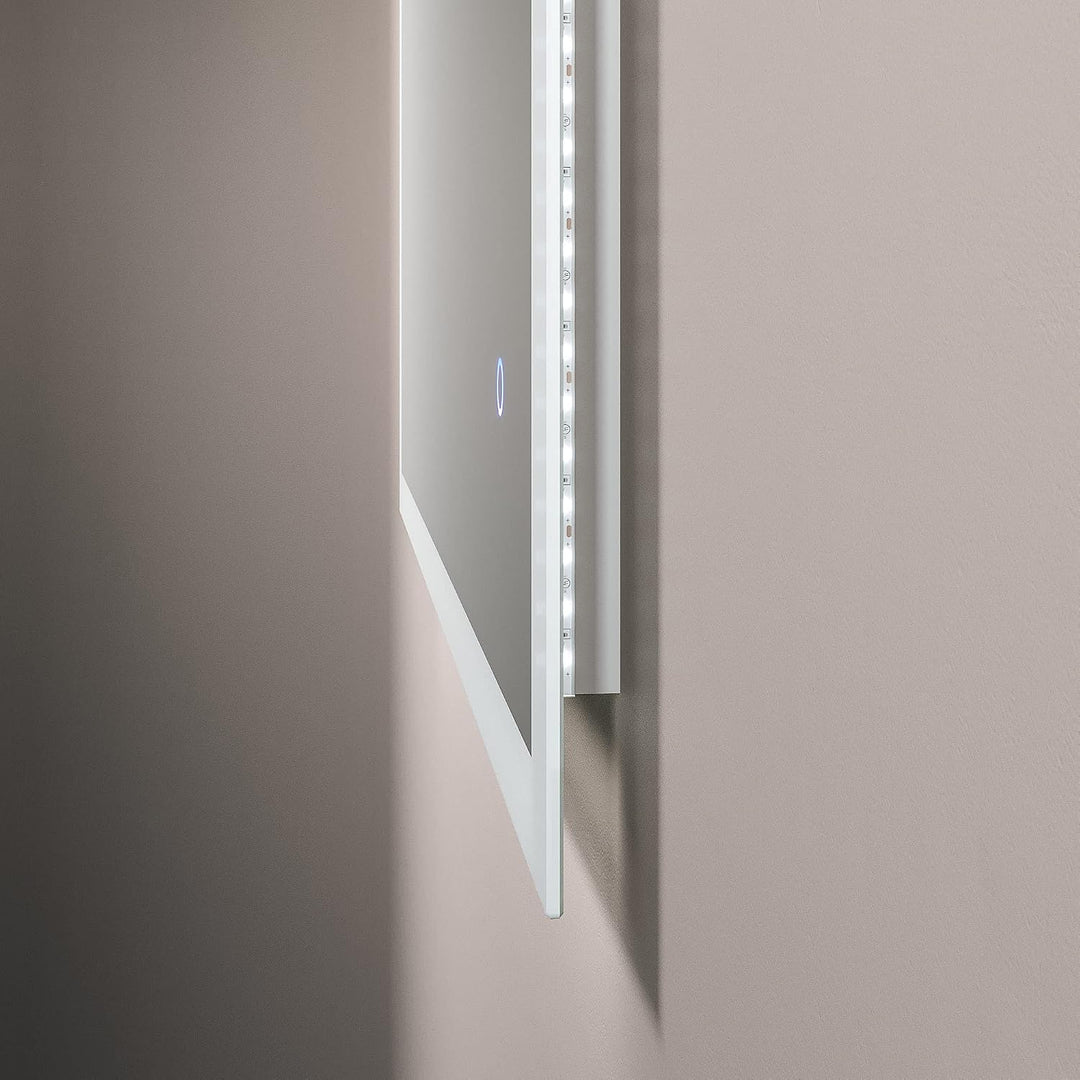Spiegel Badezimmer Beleuchtung 60x80 cm Dekorative Wandspiegel Silber mit Rahmen Led Badspiegel Bele