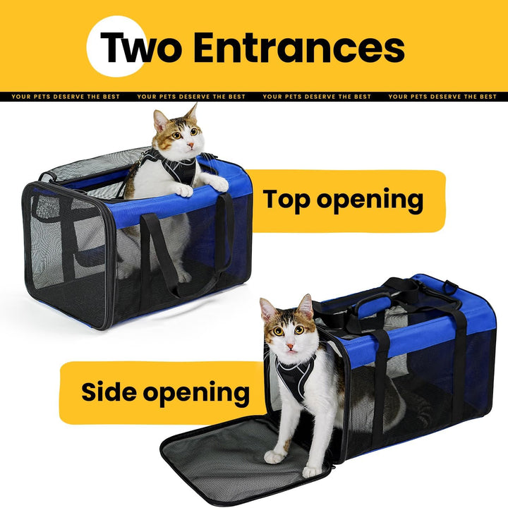 Conlun Katzentransportbox,Weiche Katzentransporttasche mit 4-seitigem Netz, Flugzeugtaugliche Katzen