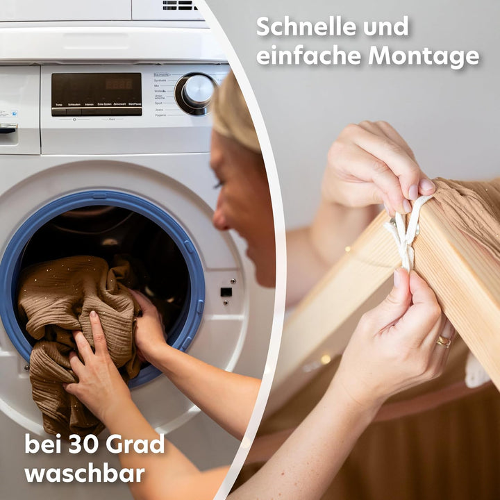Hausbett Himmel mit Gold Applikation [in 12 Farben] Betthimmel Hausbett aus 100% Baumwolle Musselin