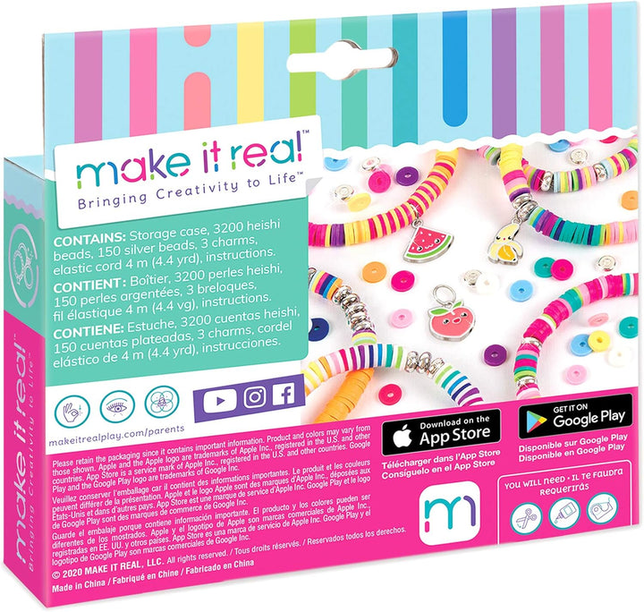 Make It Real – Heishi Freundschaftshalskette und Armband Perlen mit Aufbewahrungsbox – Schmuckset fü