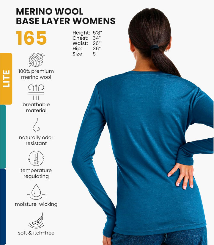 Merino.tech Merino Shirt Damen Langarm - Premium 100% Merino Unterwäsche Damen Langarmshirt, Sportun
