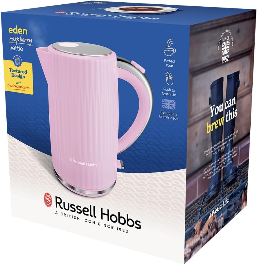 Russell Hobbs Wasserkocher (für heisses Wasser, Tee oder Kaffee, 1.7L, Deckelöffnung per Knopfdruck,