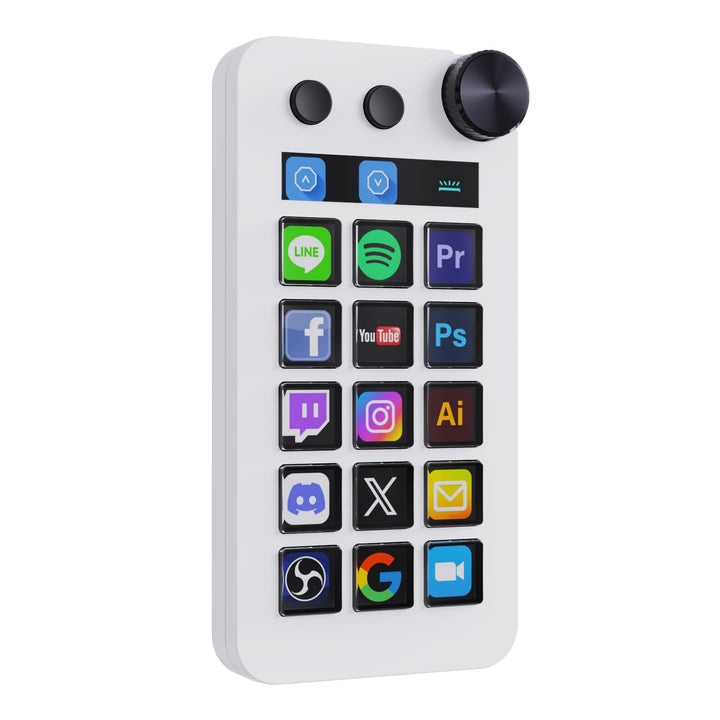 Treaslin N1 3-in-1 Stream Controller Deck,Profi Macro Keypad mit 15 animierten LCD-Tasten,Regler&Dis