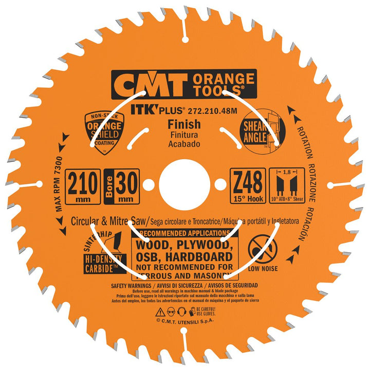 CMT – 272.210.48 M Handkreissäge ITK Plus HW 210 x 1.8 x 30 (+ 25) Z = 48 ATB + Shear