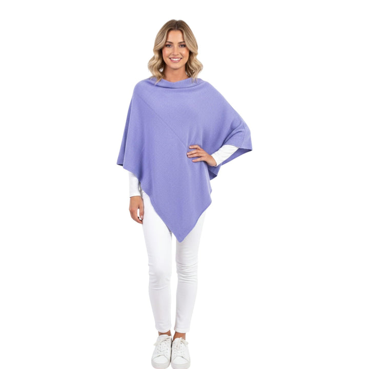 Poncho aus Kaschmir Mischung für Damen, hergestellt in Italien Einheitsgrösse Lila, Einheitsgrösse L