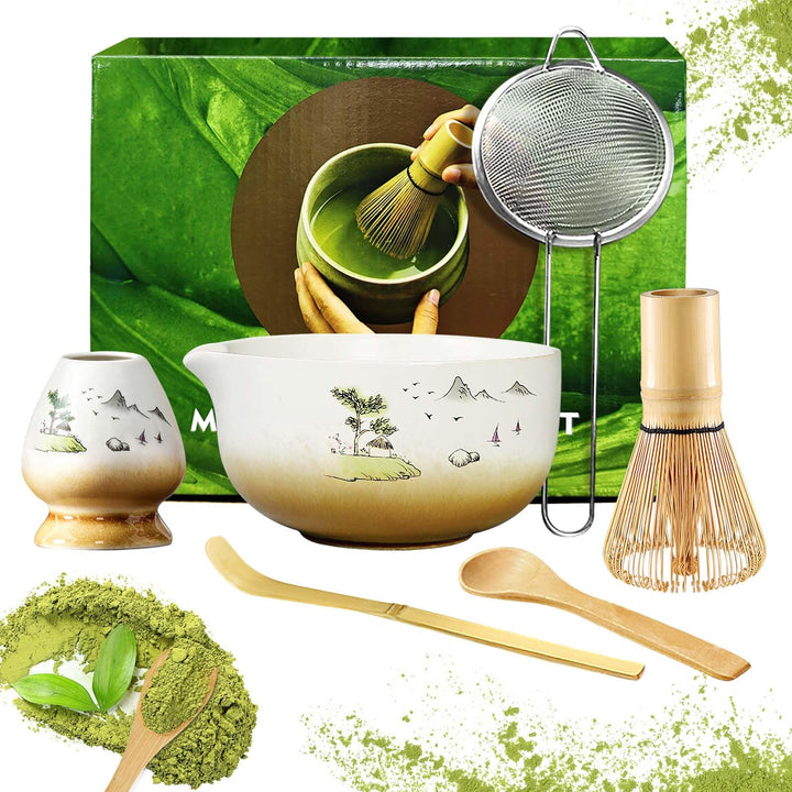 Simsky Matcha set, Japanisches Tee-Set, Matcha-Schale, Schaufel, Sieb, Matcha-Besenhalter, Matcha-Be